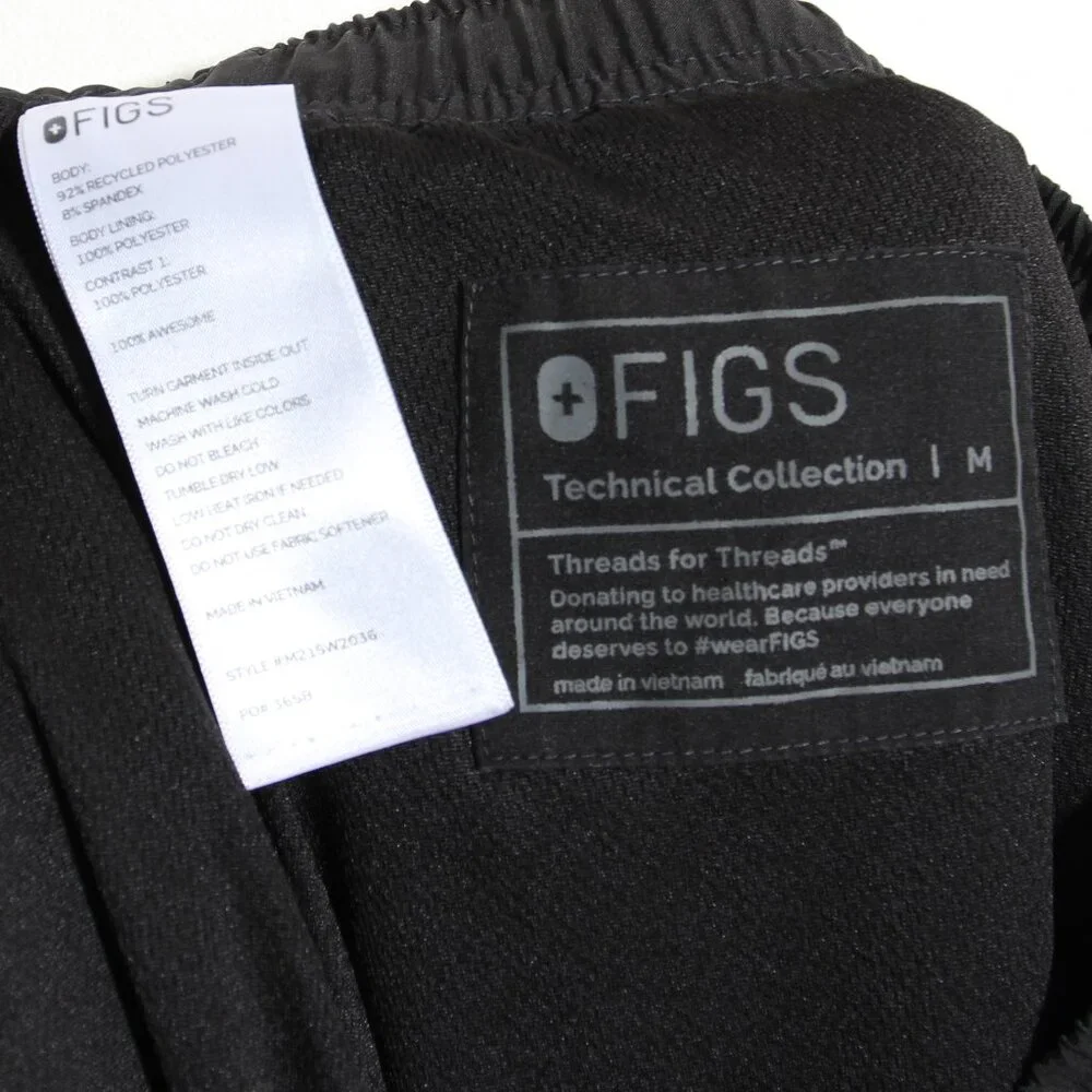 FIGS Men's Tansen Slim FreeX Lined Jogger Scrub Pants Black Technical Collection